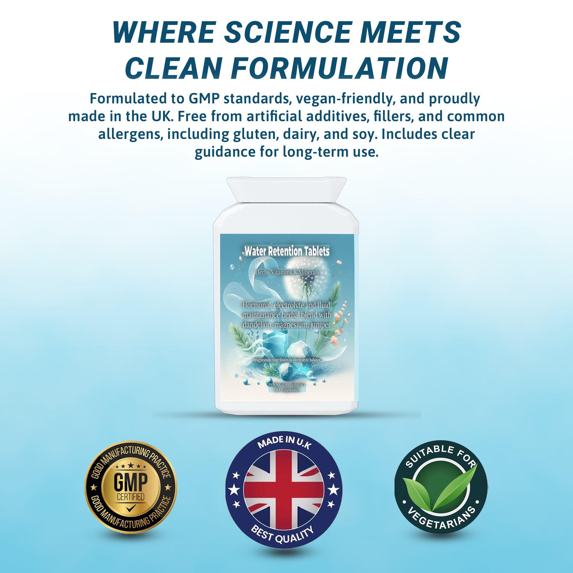 Water Tablets Fluid Retention - Strong Herbal Complex - Strongest Natural Diuretic Formula - Diuretics for Water Balance - Swollen Feet, Legs Ankles - 90 Clean Capsules