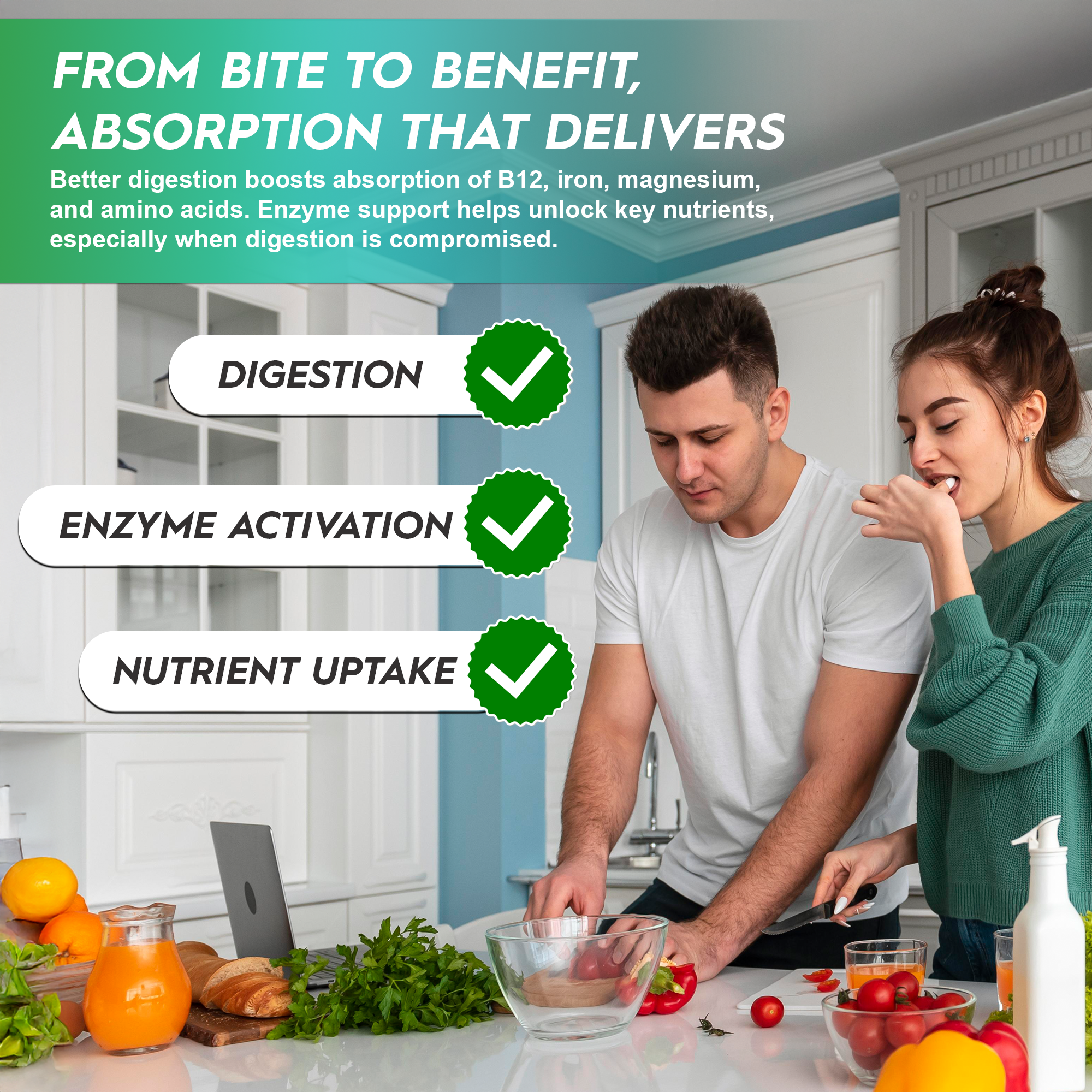 Multi Digestive Enzymes Supplement Herbal Complex with Lipase Protease Bromelain & Papain for Gut Health