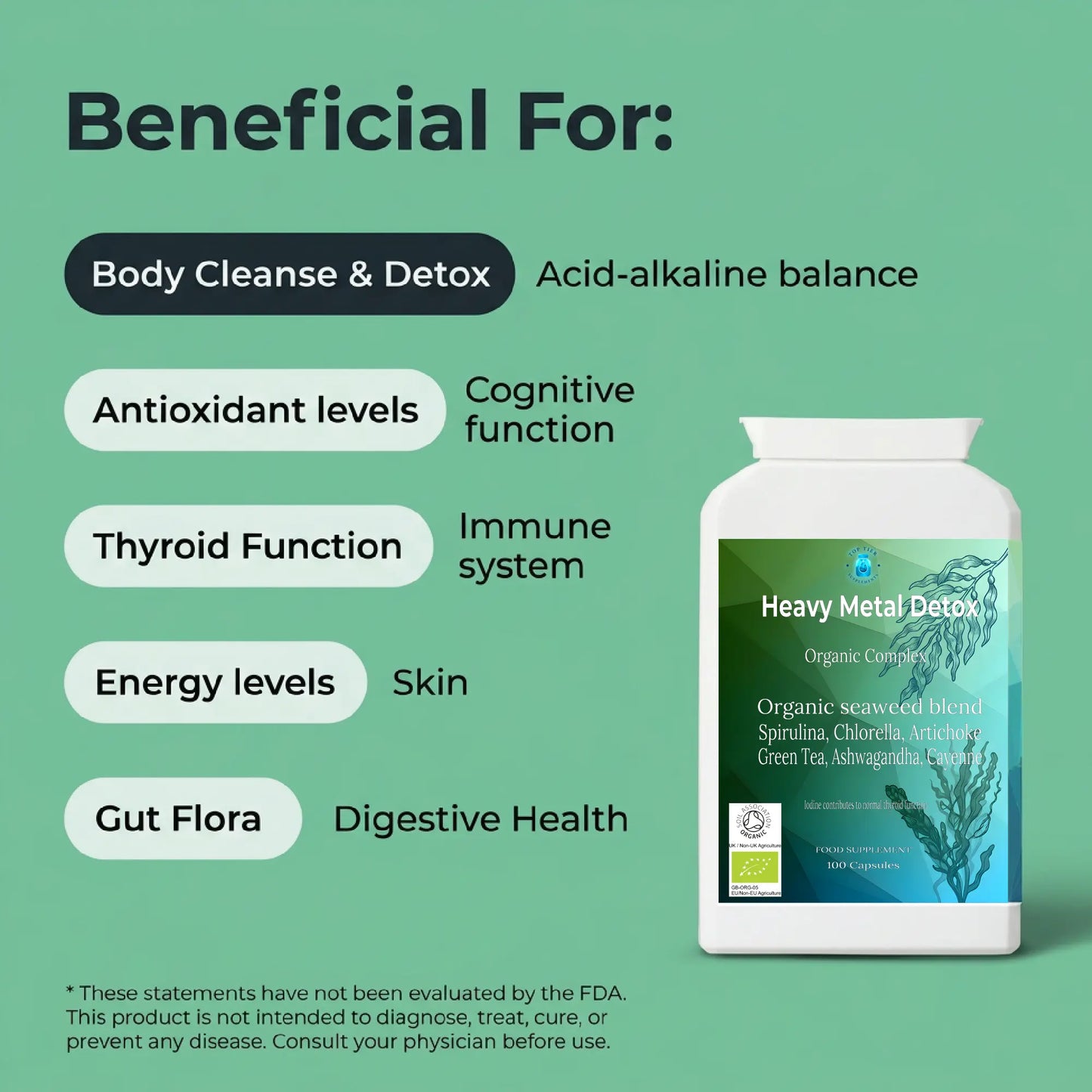 Heavy Metal Detox Cleanse Organic Sea Greens Complex Top Tier Supplements