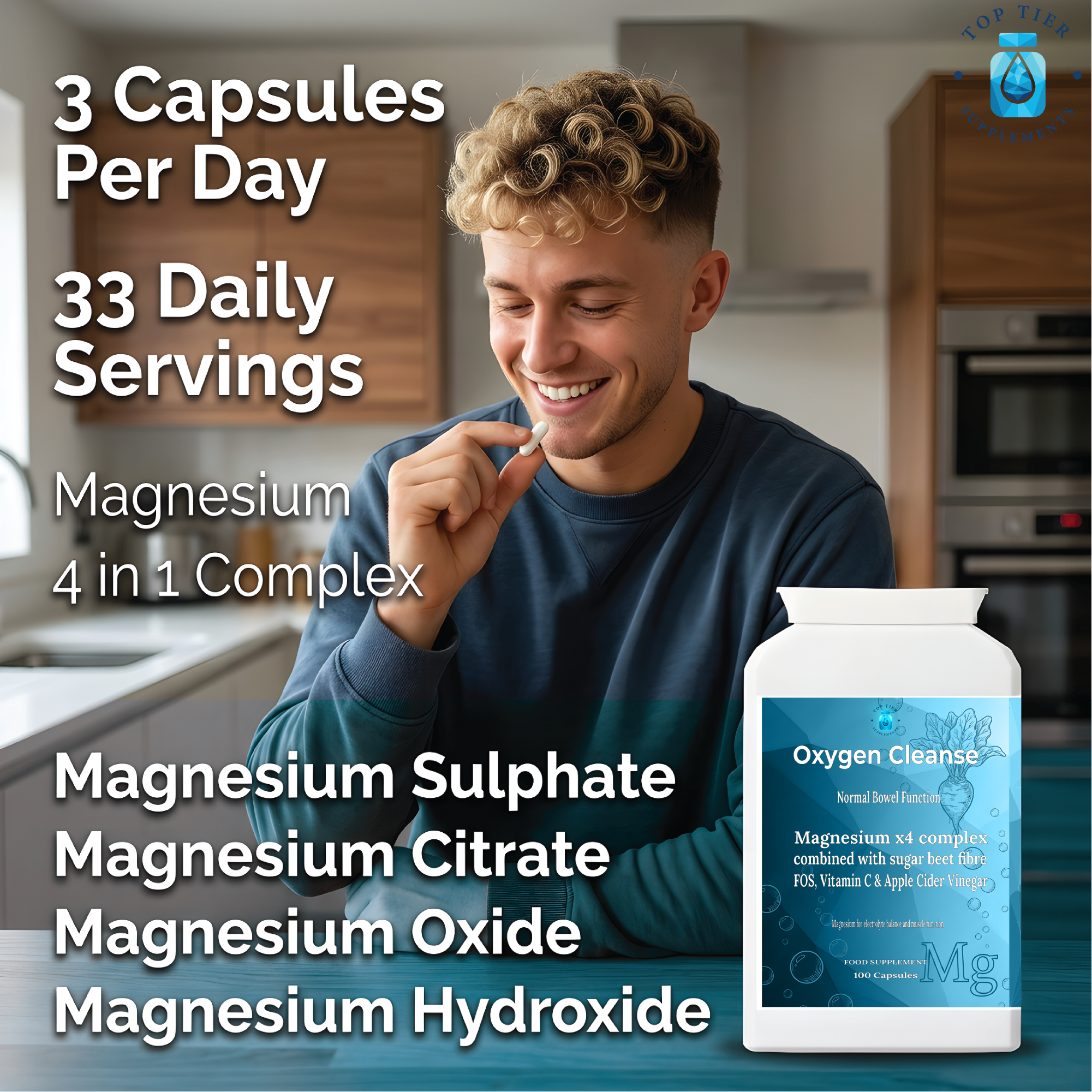 Colon Magnesium Oxygen Cleanse 4 in 1 Complex 400mg (Oxide Citrate Sulphate Hydroxide)