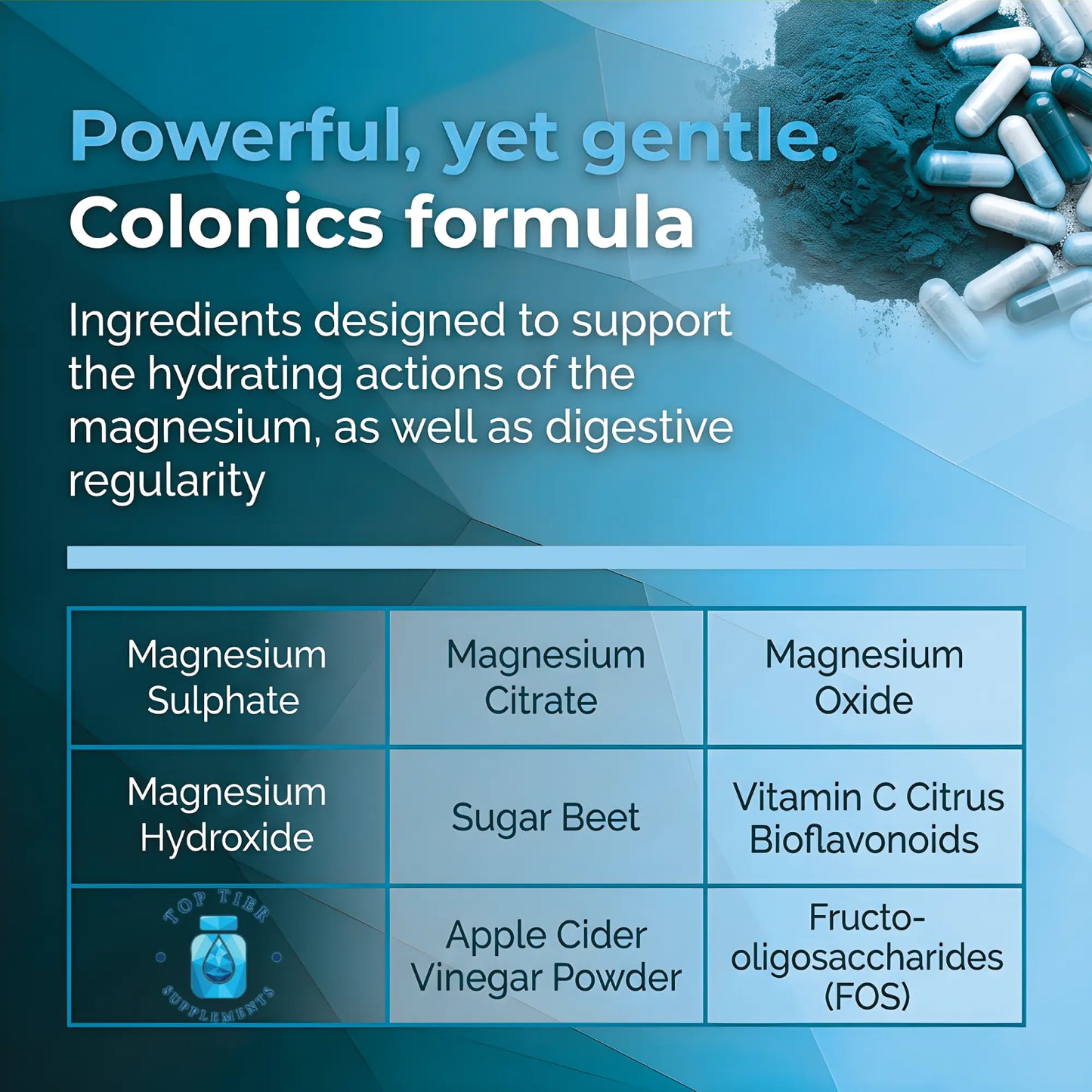 Colon Magnesium Oxygen Cleanse 4 in 1 Complex 400mg (Oxide Citrate Sulphate Hydroxide) Top Tier Supplements